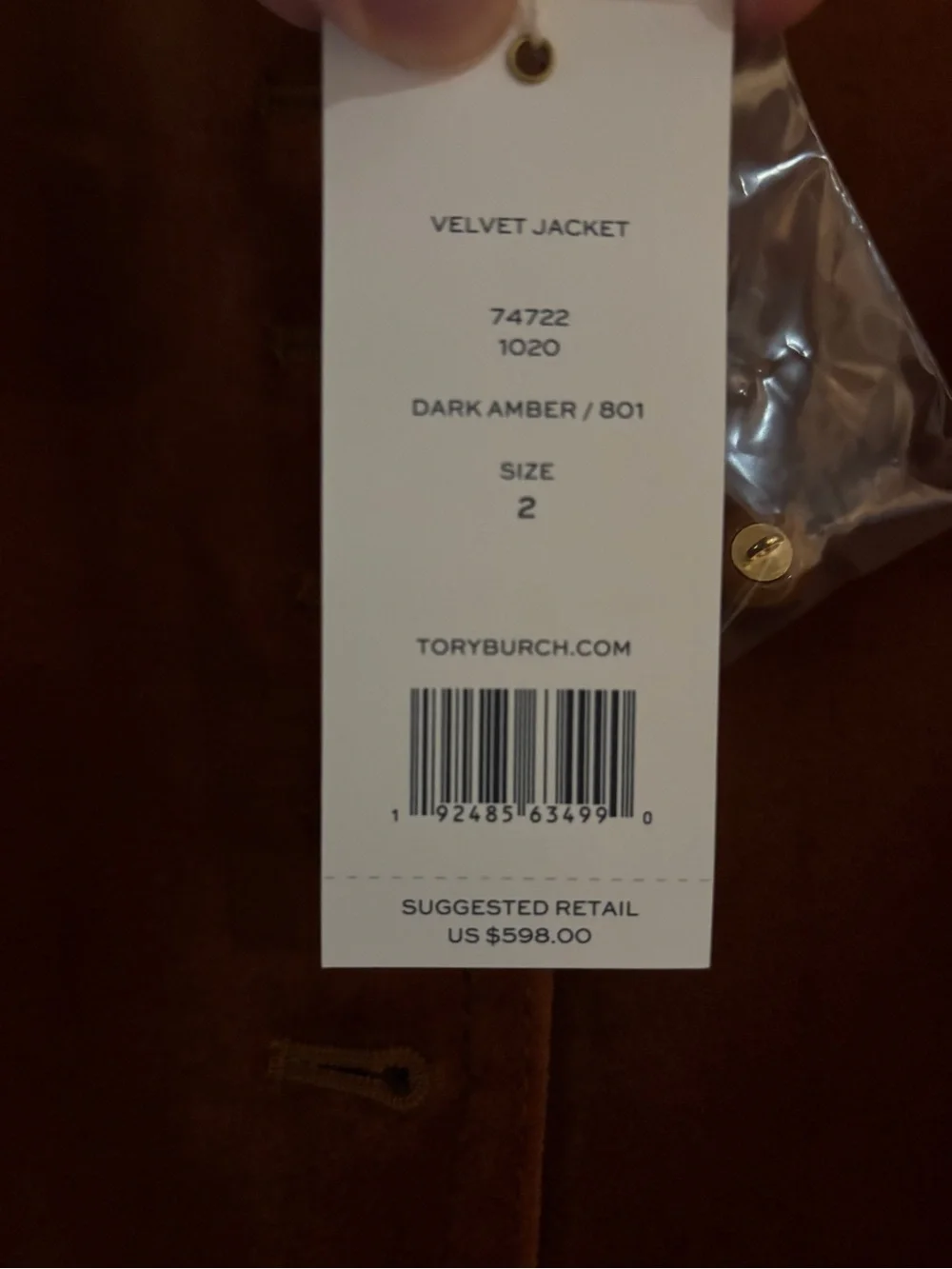 Tory Burch Velvet Button-Front Jacket in Burnt Orange